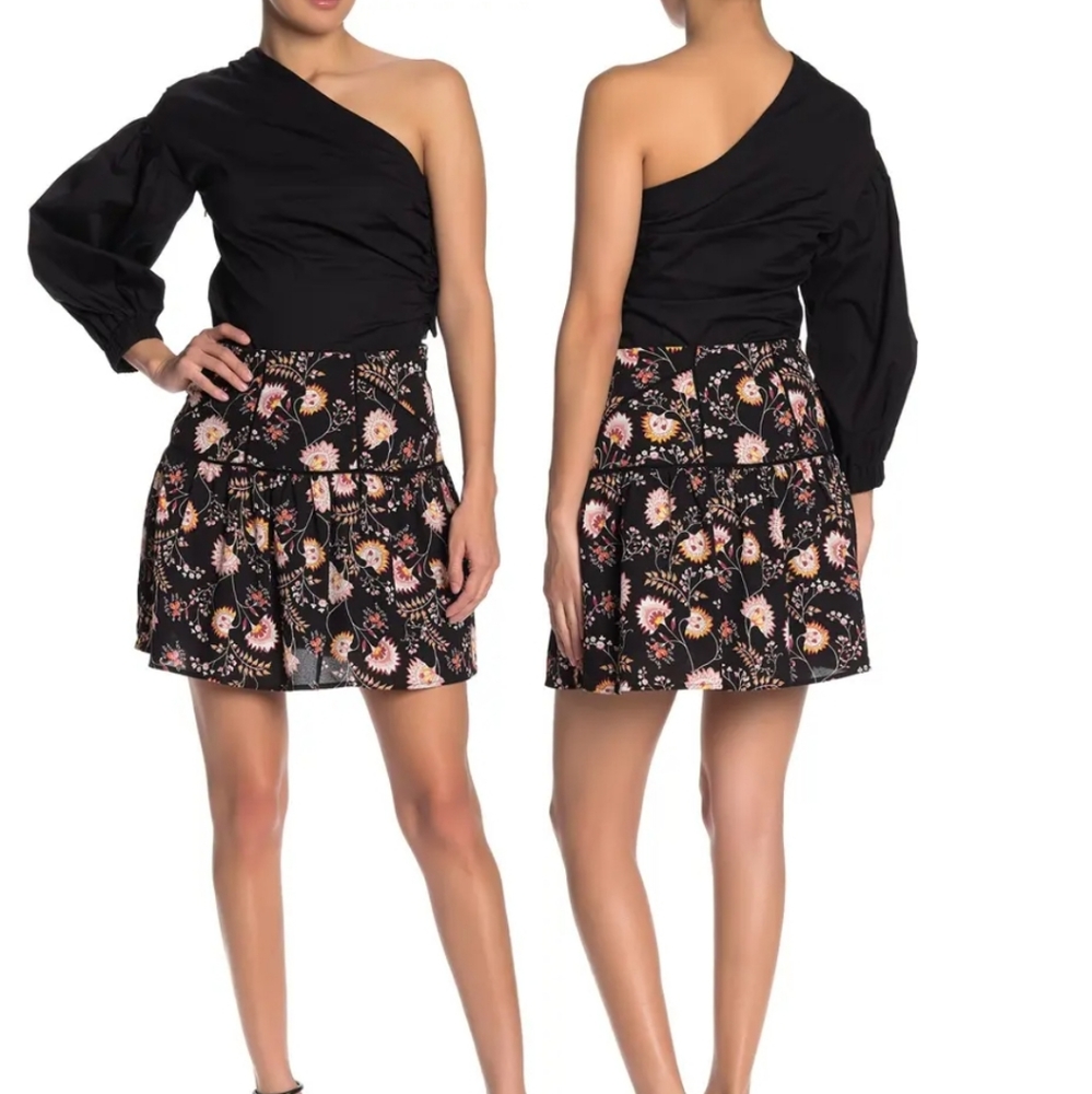 1. STATE Black Floral Mini Skirt